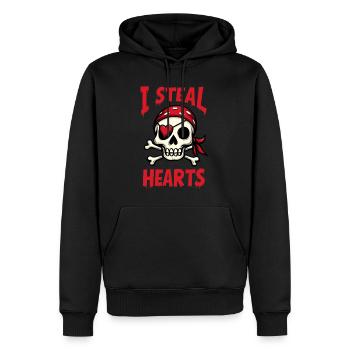 Piraten Totenkopf - Männer Premium Bio Hoodie - Schwarz - Vorne - Nico (187cm)