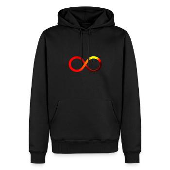 Unendlich Unendlichkeit Symbol rot orange gelb - Männer Premium Bio Hoodie - Schwarz - Vorne - Nico (187cm)