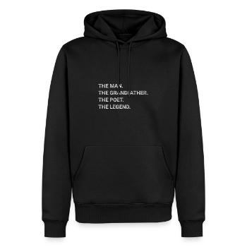 The Man The Grandfather Poet The Legend - Men’s Premium Organic Hoodie - black - Front - Nico (187cm)