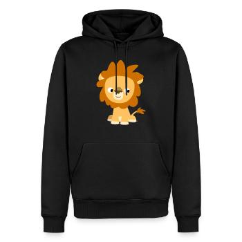 Petit Lion Curieux par Cheerful Madness!! - Sweat à capuche Premium bio Homme - noir - Devant - Nico (187cm)