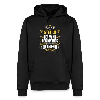 STEFAN - Männer Premium Bio Hoodie - Schwarz - Vorne - Nico (187cm)