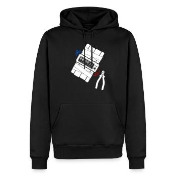 Bombe - Zange - Draht - blau & rot - Männer Premium Bio Hoodie - Schwarz - Vorne - Nico (187cm)