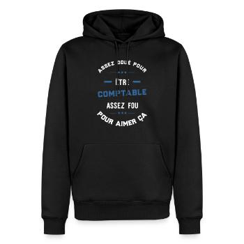 Assez doué comptable - Sweat à capuche Premium bio Homme - noir - Devant - Nico (187cm)