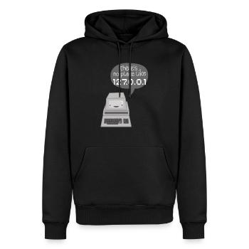 There's no Place like 127.0.0.1 - Männer Premium Bio Hoodie - Schwarz - Vorne - Nico (187cm)