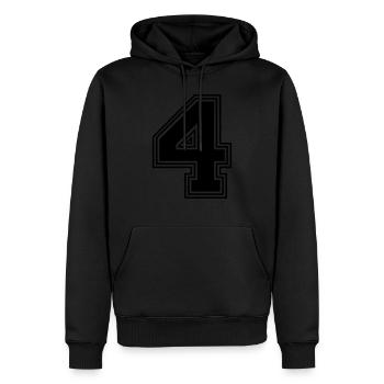 4_Nummer_4_(s31) - Männer Premium Bio Hoodie - Schwarz - Vorne - Nico (187cm)