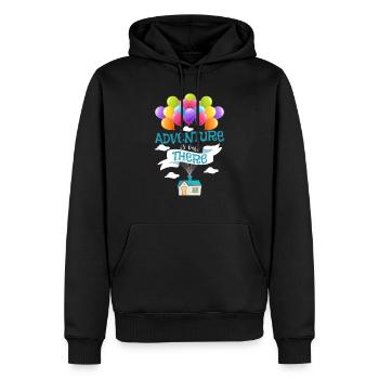 Das Abenteuer ist da draußen - Männer Premium Bio Hoodie - Schwarz - Vorne - Nico (187cm)