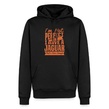 PERFEKT MIT JAGUAR Y. - Männer Premium Bio Hoodie - Schwarz - Vorne - Nico (187cm)