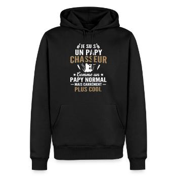 je suis un papy chasseur / humour papy chasseur - Sweat à capuche Premium bio Homme - noir - Devant - Nico (187cm)