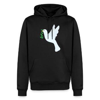 Friedenstaube - Männer Premium Bio Hoodie - Schwarz - Vorne - Nico (187cm)