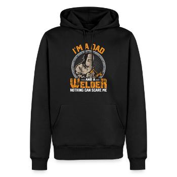 Je suis un père et un soudeur Rien ne peut me faire peur Weld W - Sweat à capuche Premium bio Homme - noir - Devant - Nico (187cm)