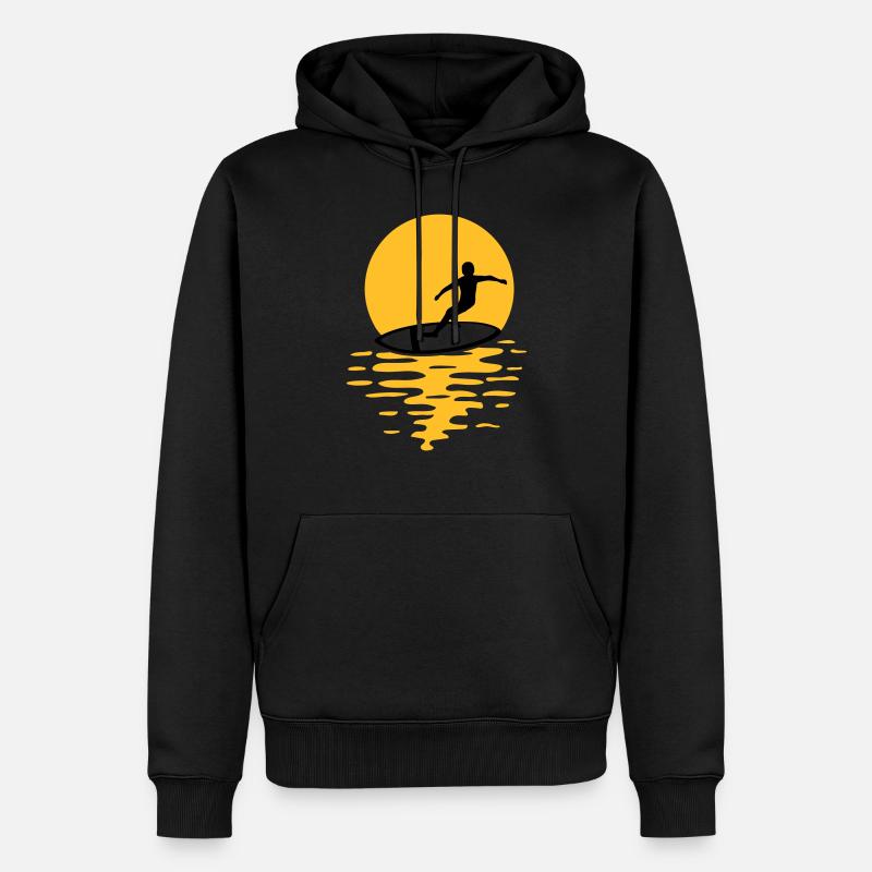 Sonne Abend Surfer - Männer Premium Bio Hoodie - Schwarz
