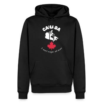 CANADA avec carte et devise - Sweat à capuche Premium bio Homme - noir - Devant - Nico (187cm)