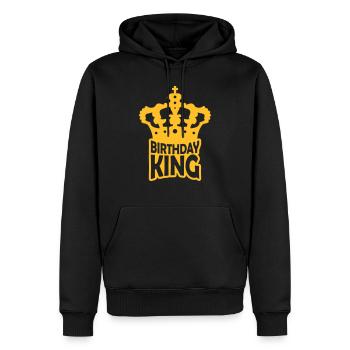 Logo de la fête du roi d’anniversaire - Sweat à capuche Premium bio Homme - noir - Devant - Nico (187cm)