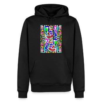 Pop art Motif Visage Graffiti - Sweat à capuche Premium bio Homme - noir - Devant - Nico (187cm)
