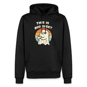 Das ist Boo Sheet Ghost Retro Funny Halloween - Männer Premium Bio Hoodie - Schwarz - Vorne - Nico (187cm)