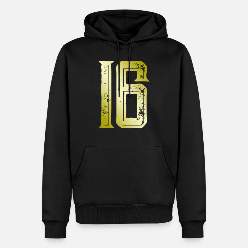 16 Symbole numérique - Sweat à capuche Premium bio Homme - noir