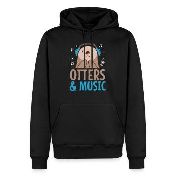 Loutres et musicien de musique Sea Animal Forest - Sweat à capuche Premium bio Homme - noir - Devant - Nico (187cm)