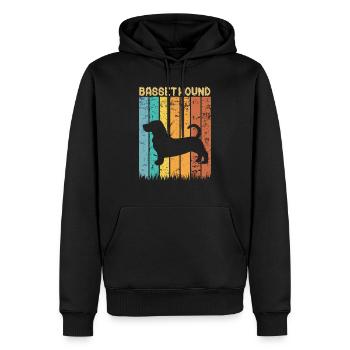 Basset Hound - Männer Premium Bio Hoodie - Schwarz - Vorne - Nico (187cm)