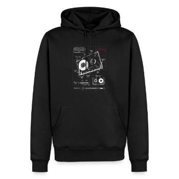 Cassette audio plan - Sweat à capuche Premium bio Homme - noir - Devant - Nico (187cm)