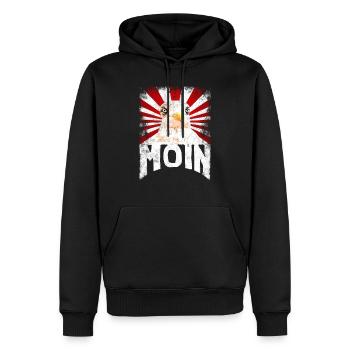 Angry Seagull Harbor Eagle 3 - Men’s Premium Organic Hoodie - black - Front - Nico (187cm)