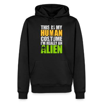 Citation extraterrestre de costume humain - Sweat à capuche Premium bio Homme - noir - Devant - Nico (187cm)