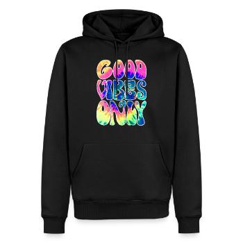 Nur gute Schwingungen - Männer Premium Bio Hoodie - Schwarz - Vorne - Nico (187cm)