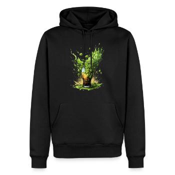 Explosion de houblon dans un verre à bière - Sweat à capuche Premium bio Homme - noir - Devant - Nico (187cm)