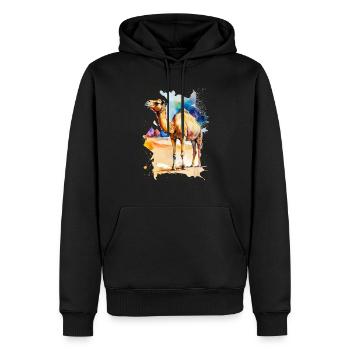 Chameau dans le désert - Sweat à capuche Premium bio Homme - noir - Devant - Nico (187cm)