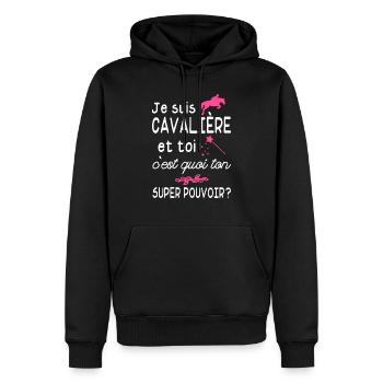 je suis cavalière / cadeau humour cavalière - Sweat à capuche Premium bio Homme - noir - Devant - Nico (187cm)