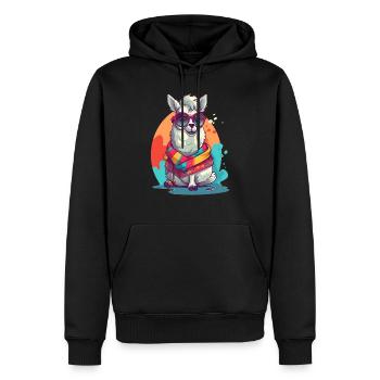 Super Cute Lama Mascot T-Shirt Design - Männer Premium Bio Hoodie - Schwarz - Vorne - Nico (187cm)