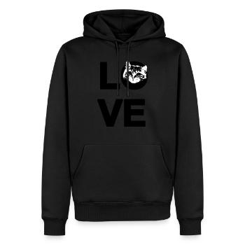 Love Chat - Men’s Premium Organic Hoodie - black - Front - Nico (187cm)
