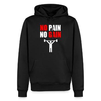 Keine Schmerzen, kein Gewinn Fitnessstudio Zitat - Männer Premium Bio Hoodie - Schwarz - Vorne - Nico (187cm)