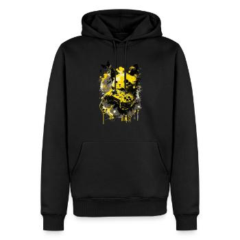 Chat de jeu – Style graffiti - Sweat à capuche Premium bio Homme - noir - Devant - Nico (187cm)