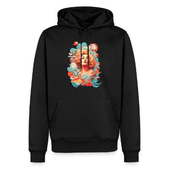 Retro Elegance: Vintage Lady - Men’s Premium Organic Hoodie - black - Front - Nico (187cm)