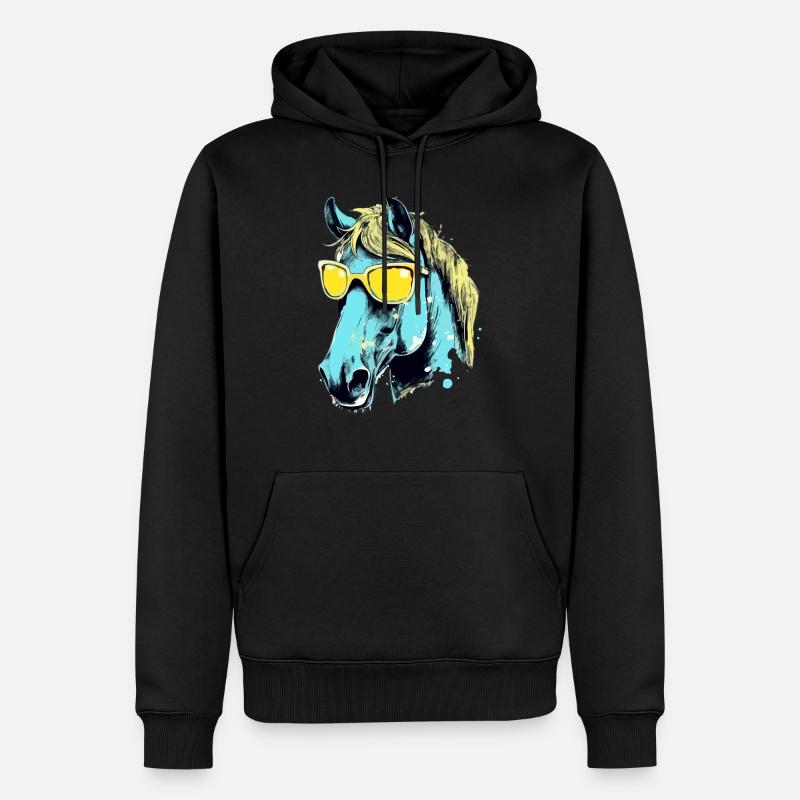 Toto, das bebrillte Pferd - Männer Premium Bio Hoodie - Schwarz