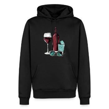 Bouteille de vin et lunettes n°2 - Sweat à capuche Premium bio Homme - noir - Devant - Nico (187cm)