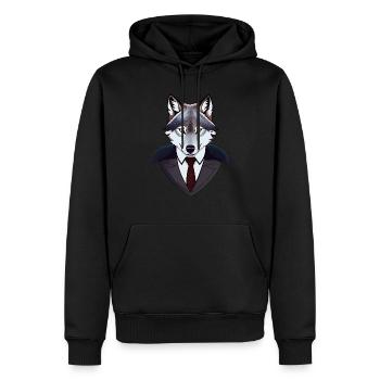 wolf - Men’s Premium Organic Hoodie - black - Front - Nico (187cm)