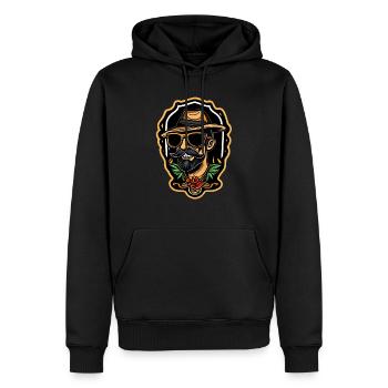 Coole Hipster Bayern Bub im Retro Sticker Look - Männer Premium Bio Hoodie - Schwarz - Vorne - Nico (187cm)