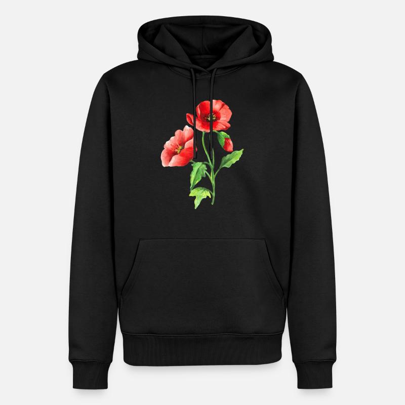 Fleur - Sweat à capuche Premium bio Homme - noir