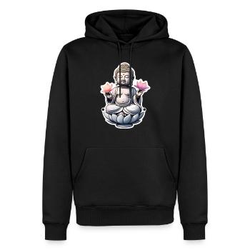 bébé Bouddha - meditation yoga relaxation - Sweat à capuche Premium bio Homme - noir - Devant - Nico (187cm)