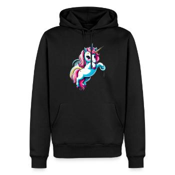 Licorne Einhorn Kawaii - Männer Premium Bio Hoodie - Schwarz - Vorne - Nico (187cm)