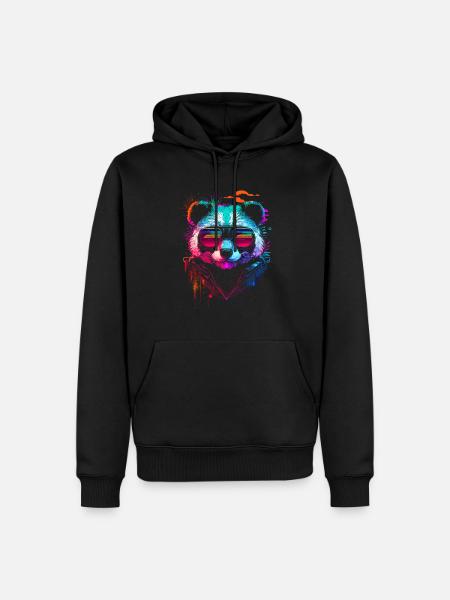Hipster panda - Men’s Premium Organic Hoodie - black