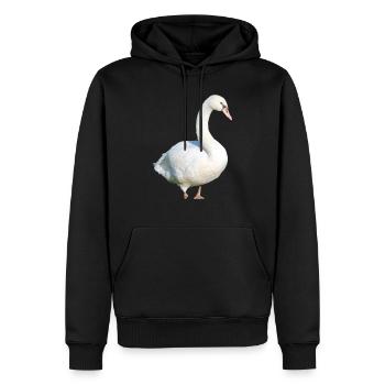 Cygne, Canard, Oiseau, Oie - Sweat à capuche Premium bio Homme - noir - Devant - Nico (187cm)