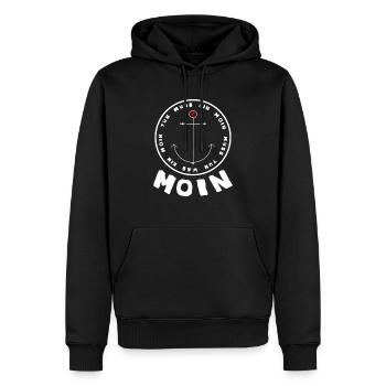 Miesmuschelartwuermchen Moin Norddeutschland - Männer Premium Bio Hoodie - Schwarz - Vorne - Nico (187cm)