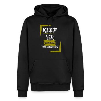 Phrase de motocyclisme - Restez entre les haies - Sweat à capuche Premium bio Homme - noir - Devant - Nico (187cm)
