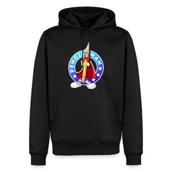 Bleistift-Mann - Männer Premium Bio Hoodie - Schwarz - Vorne - Nico (187cm)