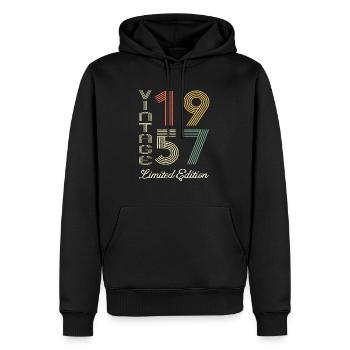 1957 Anniversaire Né en 1957 vintage Rétro. Editio - Sweat à capuche Premium bio Homme - noir - Devant - Nico (187cm)