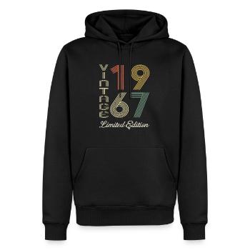 1967 Anniversaire Né en 1967 vintage Rétro. Editio - Sweat à capuche Premium bio Homme - noir - Devant - Nico (187cm)
