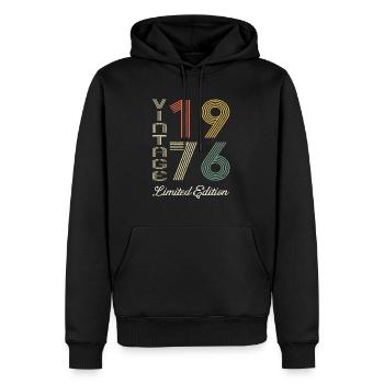 1976 Anniversaire Né en 1976 vintage Rétro. Editio - Sweat à capuche Premium bio Homme - noir - Devant - Nico (187cm)