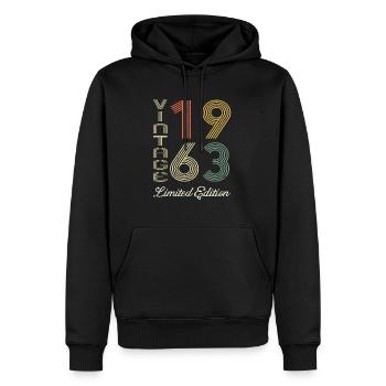 1963 Anniversaire Né en 1963 vintage Rétro. Editio - Sweat à capuche Premium bio Homme - noir - Devant - Nico (187cm)